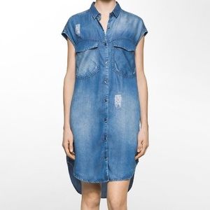 Calvin Klein Distressed Denim Dress Pockets